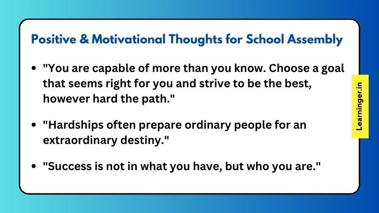 Positive & Motivational Thoughts for School Assembly